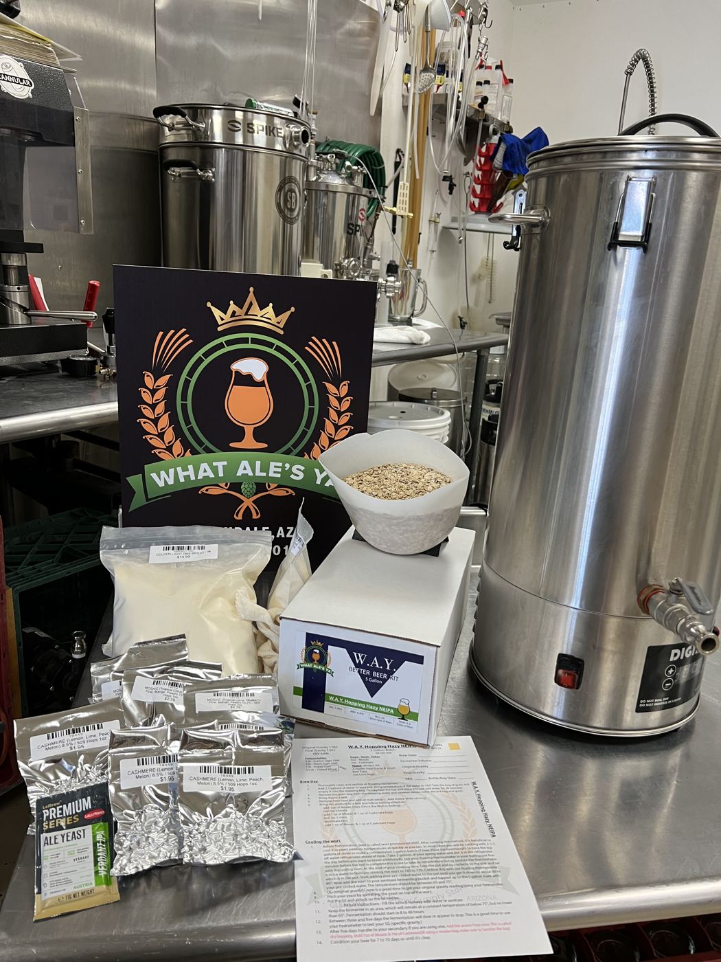 Brew system and ingredients ready for class
