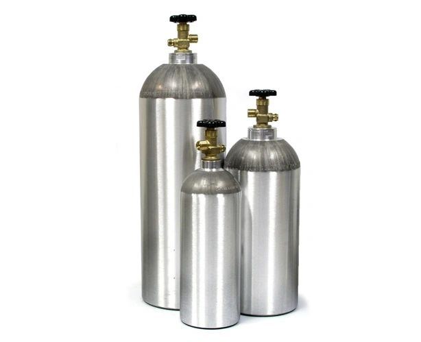 Aluminum CO2 tanks in 5, 10 and 20 lb sizes